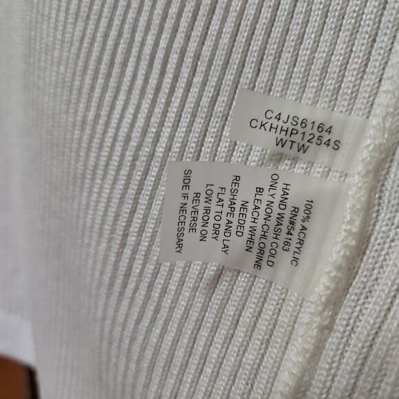 Calvin Klein Long Sleeve Off White/Cream and Gold Cardigan Medium - Picture 6 of 7